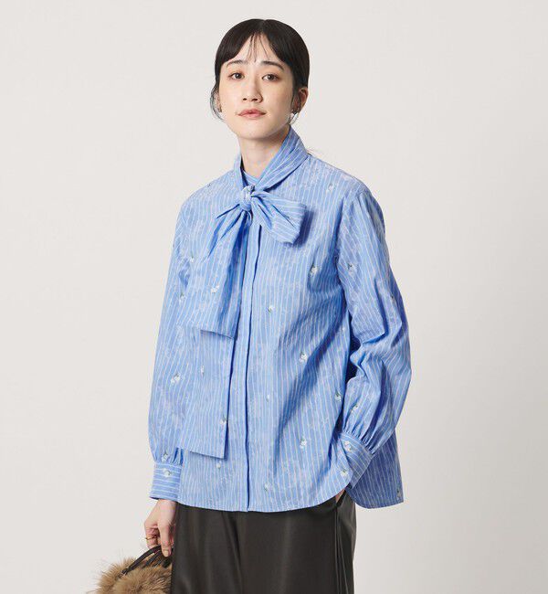 UNITED ARROWS「ストライプ フラワー ジャガード ボウタイ ブラウス」|シャツ・ブラウス|
