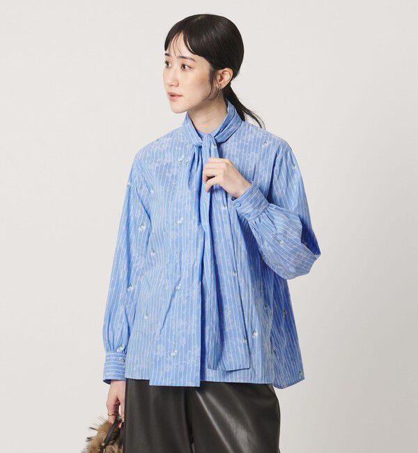 UNITED ARROWS「ストライプ フラワー ジャガード ボウタイ ブラウス」|シャツ・ブラウス|