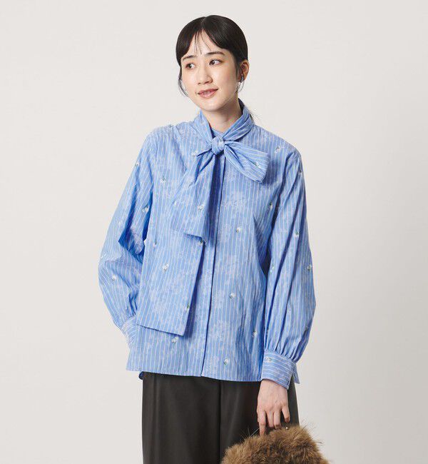 UNITED ARROWS「ストライプ フラワー ジャガード ボウタイ ブラウス」|シャツ・ブラウス|