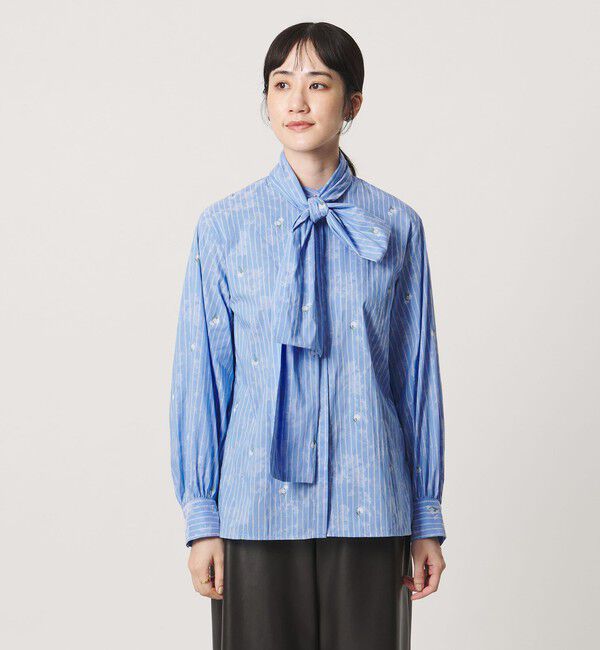 UNITED ARROWS「ストライプ フラワー ジャガード ボウタイ ブラウス」|シャツ・ブラウス|