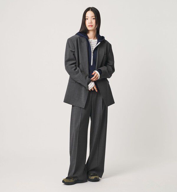 BEAUTY&YOUTH UNITED ARROWS「毛ポリエステルブレンド トロピカル サイドタック ワイドパンツ」|スラックス|