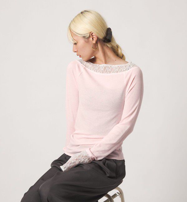 BEAUTY&YOUTH UNITED ARROWS「レースドッキング ロングスリーブ カットソー」|Tシャツ・カットソー|LT.PINK