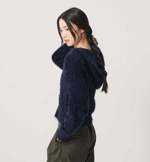 BEAUTY&YOUTH UNITED ARROWS「ナイロンブレンド フェザーニット ジップフーディ」|カーディガン|