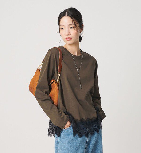 BEAUTY&YOUTH UNITED ARROWS「レースコンビ ロングスリーブ カットソー」|Tシャツ・カットソー|