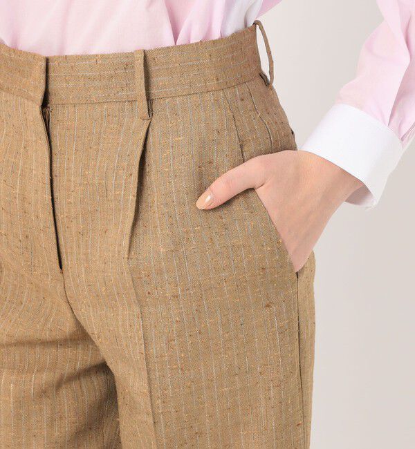 DES PRES「リネンストライプ ワンタックパンツ」|スラックス|