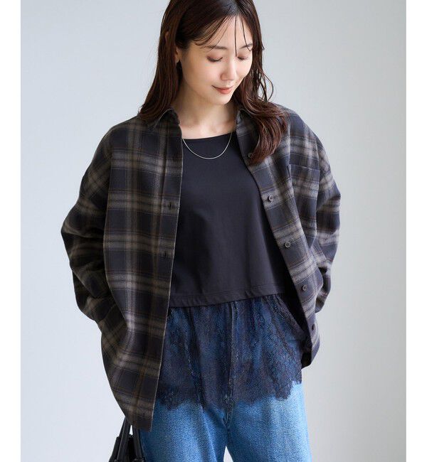 Rope&rsquo;Picnic「【WEB限定カラー】ロゴ刺繍チェックネルシャツ/2WAY」|シャツ・ブラウス|