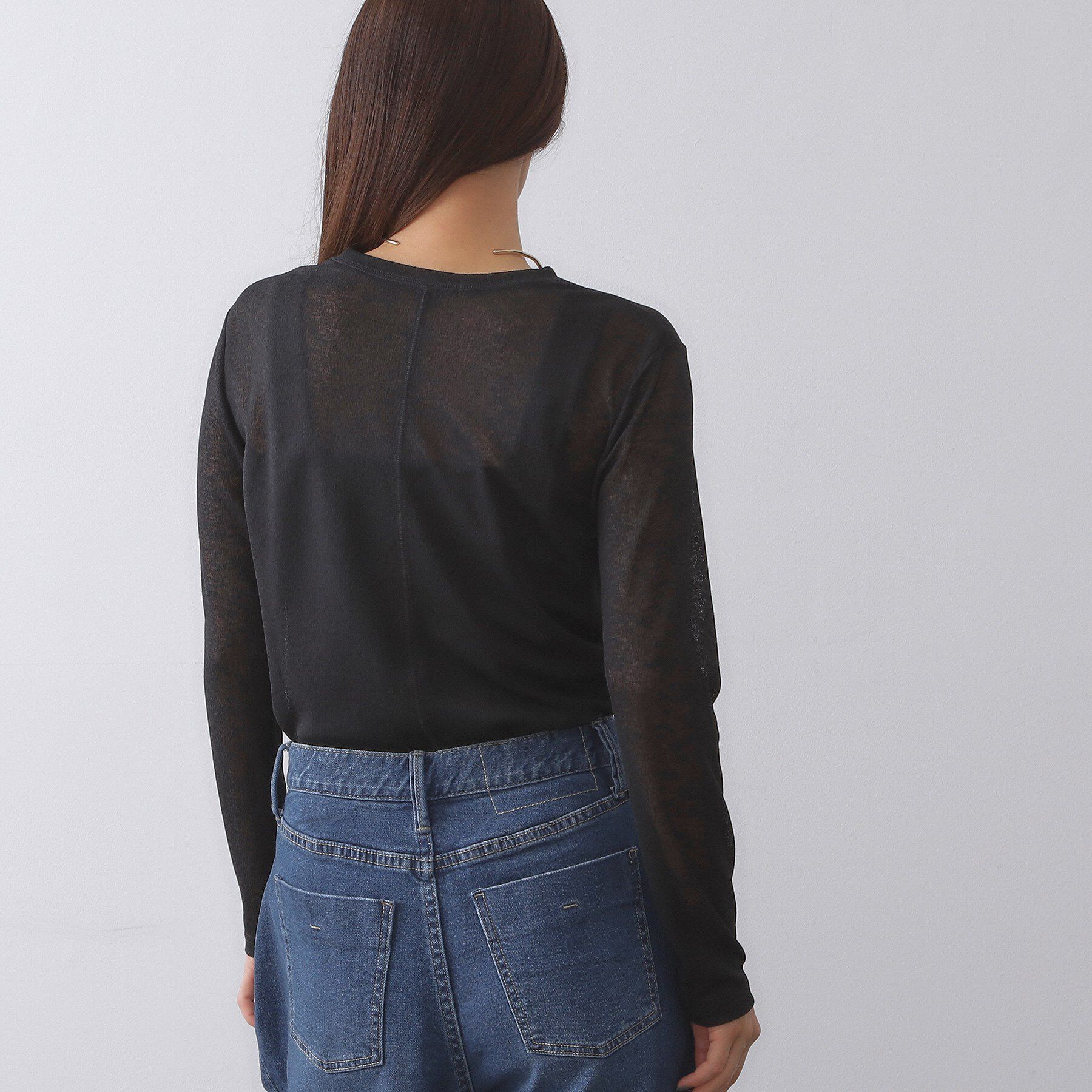 OPAQUE.CLIP「シアーラウンドネックカットソー【洗濯機洗い可】」|Tシャツ・カットソー|