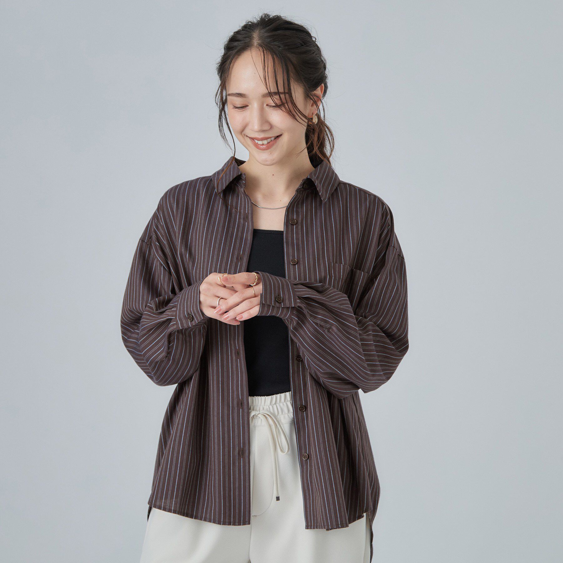 SHOO･LA･RUE「【洗濯後しわになりにくい/S-LL】気分で選ぶ 大人のデイリー使いに ベーシックシャツ」|シャツ・ブラウス|
