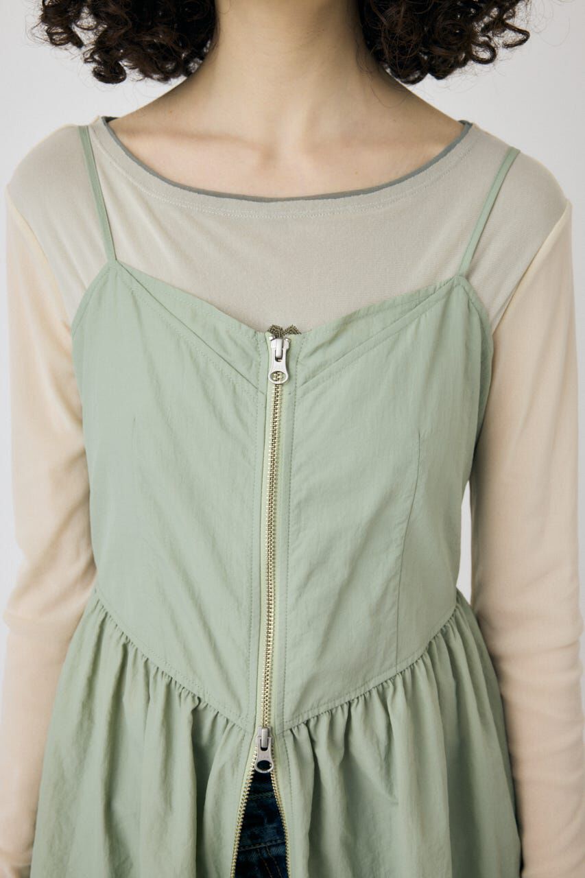 MOUSSY「FRONT ZIP NYLON キャミドレス」|ワンピース|