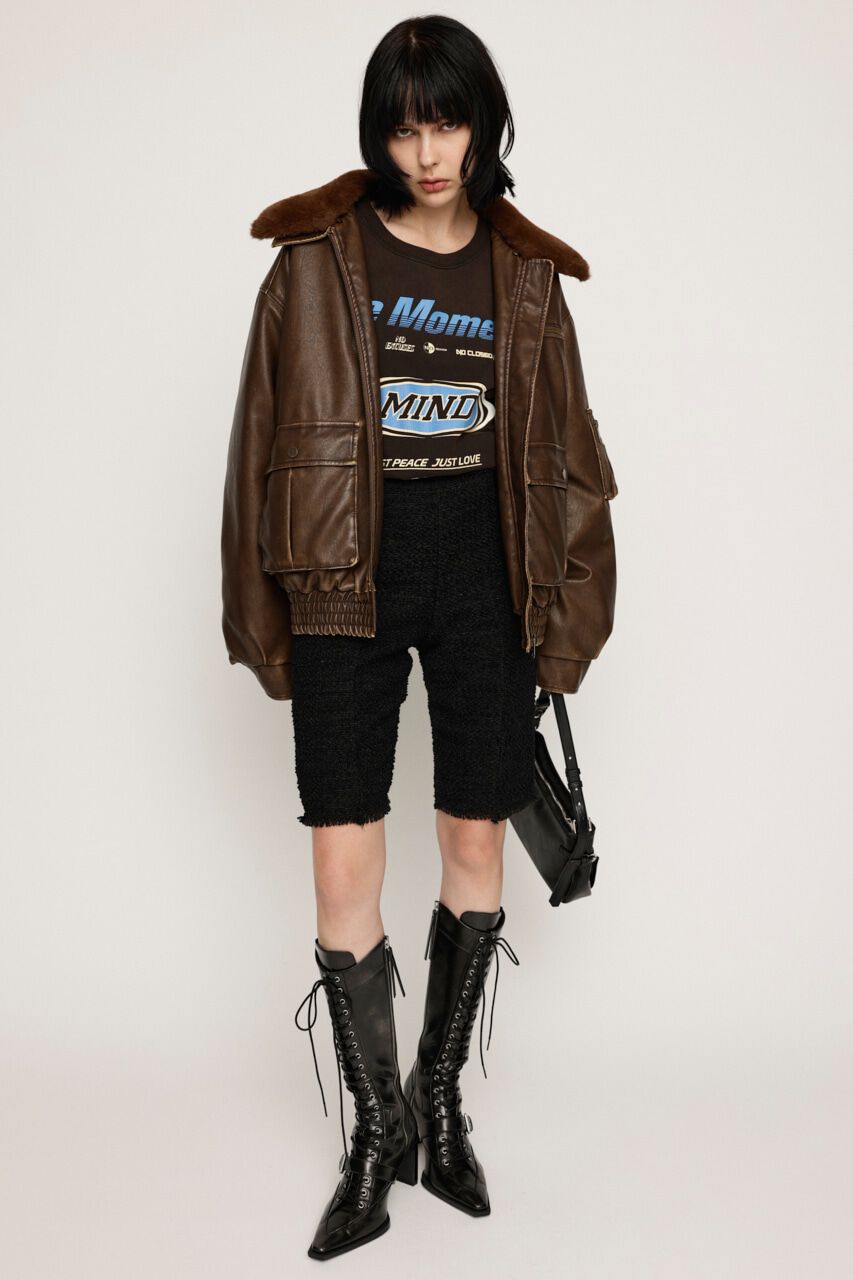 SLY「CUT OFF TWEED HALF パンツ」|その他|BLK