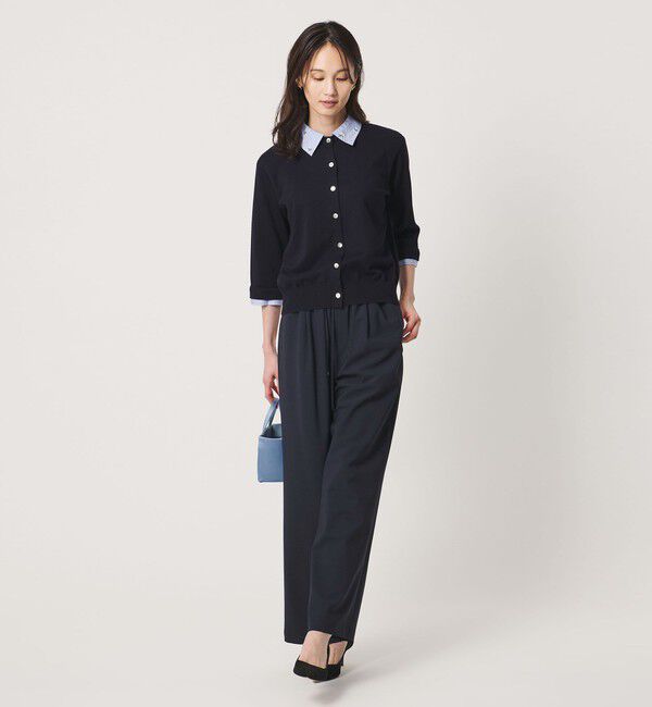UNITED ARROWS「4WAY エンブロイダリー シャツ コンビ ニット ‐ウォッシャブル‐」|カーディガン|