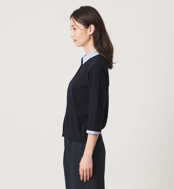 UNITED ARROWS「4WAY エンブロイダリー シャツ コンビ ニット ‐ウォッシャブル‐」|カーディガン|