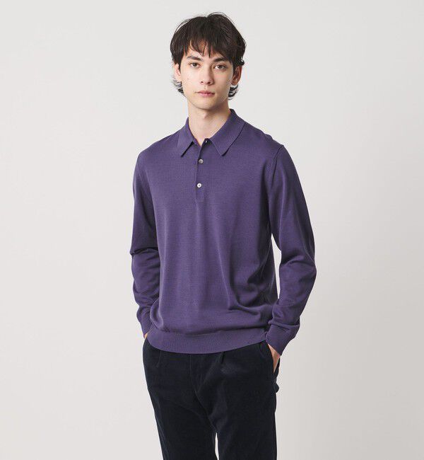 UNITED ARROWS「ハイゲージ ニット ポロシャツ」|ニット・セーター|PURPLE