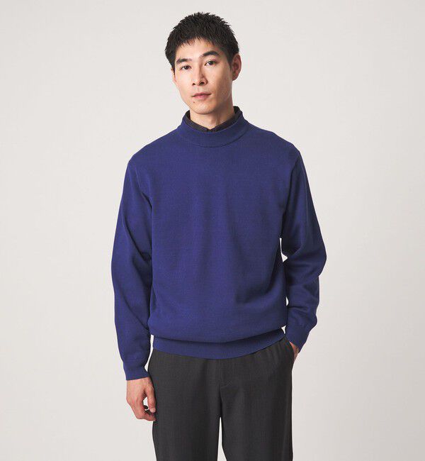UNITED ARROWS green label relaxing「コットン ポリエステル シルク プレーティング モックネック ニット」|ニット・セーター|COBALT