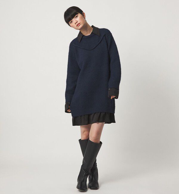 EMMEL REFINES「＜EMMEL REFINES＞EM エリツキ シャギー ミニ ニット ワンピース」|ワンピース|