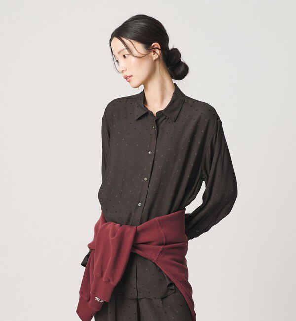 BEAUTY&YOUTH UNITED ARROWS「レーヨン ドットジャガード タック レギュラーカラー シャツ」|シャツ・ブラウス|DK.BROWN