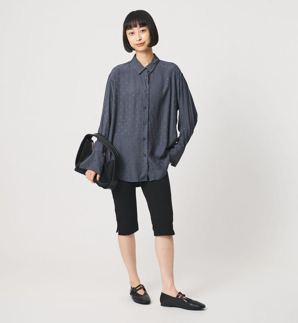 BEAUTY&YOUTH UNITED ARROWS「レーヨン ドットジャガード タック レギュラーカラー シャツ」|シャツ・ブラウス|NAVY