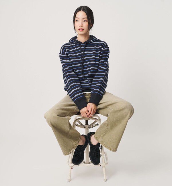 BEAUTY&YOUTH UNITED ARROWS「コットンウールブレンド ソリッド＆ボーダーニットフーディ ウォッシャブル」|ニット・セーター|