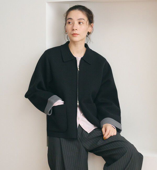 BEAUTY&YOUTH UNITED ARROWS「【WEB限定 Wardrobe DAILY MINIMAL】バイカラー ジップ カーディガン」|カーディガン|