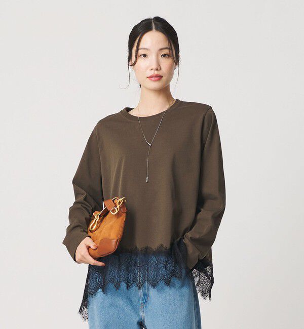 BEAUTY&YOUTH UNITED ARROWS「レースコンビ ロングスリーブ カットソー」|Tシャツ・カットソー|