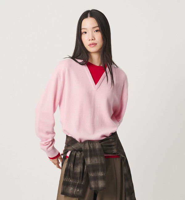 BEAUTY&YOUTH UNITED ARROWS「ウールカシミヤ ２トーン レイヤード ニットプルオーバー」|ニット・セーター|PINK