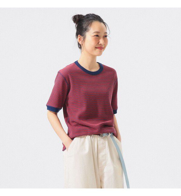 BEAMSBOY「【別注】Healthknit / ワッフル ボーダー Tシャツ」|Tシャツ・カットソー|