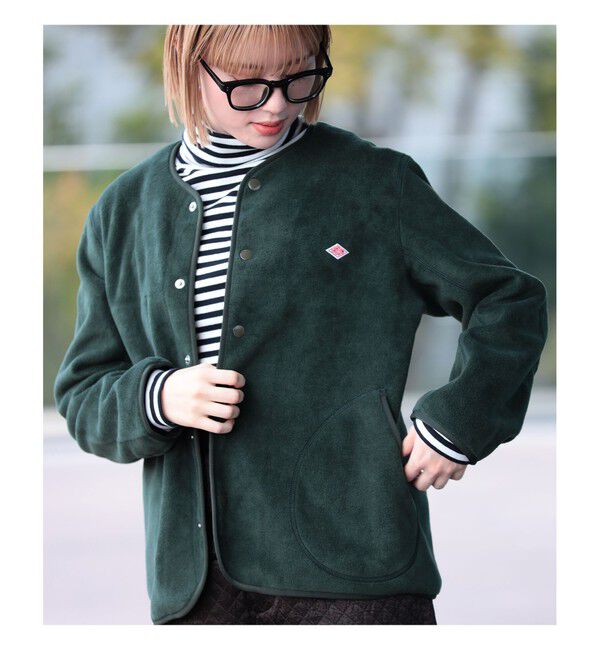BEAMS SELECTION for WOMEN「DANTON / ノーカラー フリース ジャケット」|ブルゾン・スタジャン|
