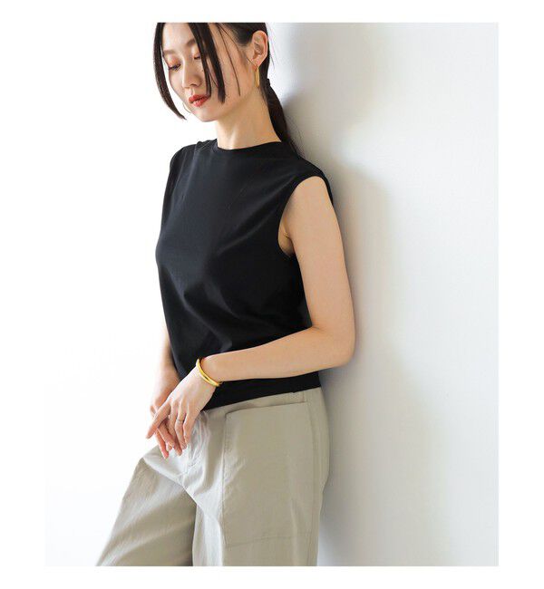 BEAMS SELECTION for WOMEN「ATON / ORGANIC FRESCA タンクトップ」|Tシャツ・カットソー|BLACK