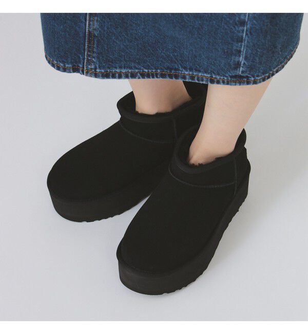 BEAMS SELECTION for WOMEN「UGG(R) / Women's Classic Ultra Mini Platform / クラシック ウルトラ ミニ プラットフォーム」|ロングブーツ|BLACK