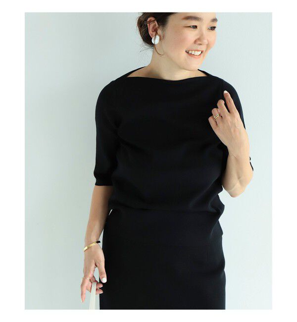 Demi-Luxe BEAMS 「シンプル ボートネック ニット .M」|ニット・セーター|BLACK