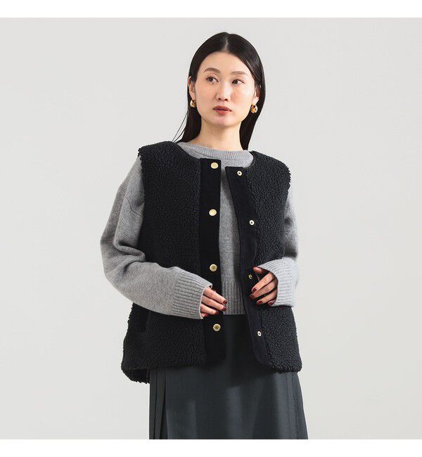 BEAMS SELECTION for WOMEN「Barbour / DULSIE ボア ライナー ベスト」|ダウン|BLACK