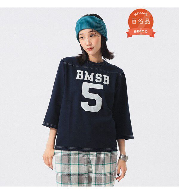 BEAMSBOY「テンジク フットボール 3/4 Tシャツ」|Tシャツ・カットソー|NAVY