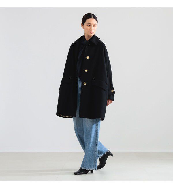 Demi-Luxe BEAMS 「MACKINTOSH / NEW HUMBIE レオパード コート」|ダッフルコート|BLACK