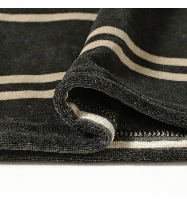 BEAMS SELECTION for WOMEN「【別注】Healthknit / ボーダー ベロア ヘンリーネック」|Tシャツ・カットソー|