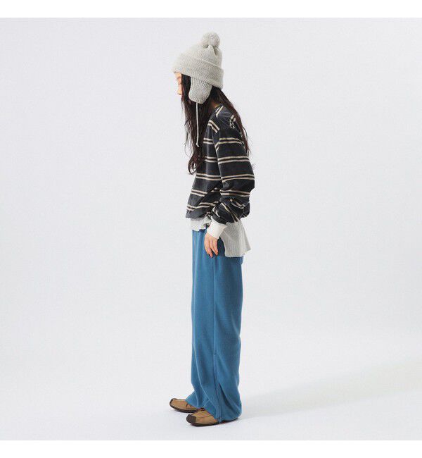 BEAMS SELECTION for WOMEN「【別注】Healthknit / ボーダー ベロア ヘンリーネック」|Tシャツ・カットソー|