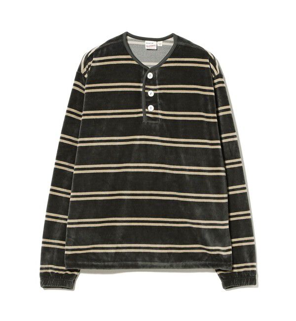 BEAMS SELECTION for WOMEN「【別注】Healthknit / ボーダー ベロア ヘンリーネック」|Tシャツ・カットソー|