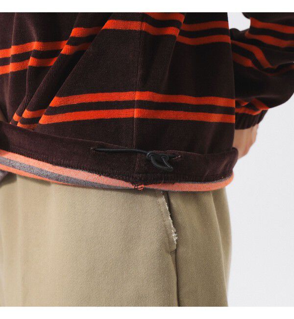 BEAMS SELECTION for WOMEN「【別注】Healthknit / ボーダー ベロア ヘンリーネック」|Tシャツ・カットソー|