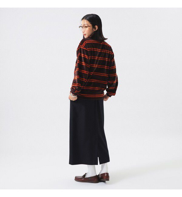 BEAMS SELECTION for WOMEN「【別注】Healthknit / ボーダー ベロア ヘンリーネック」|Tシャツ・カットソー|
