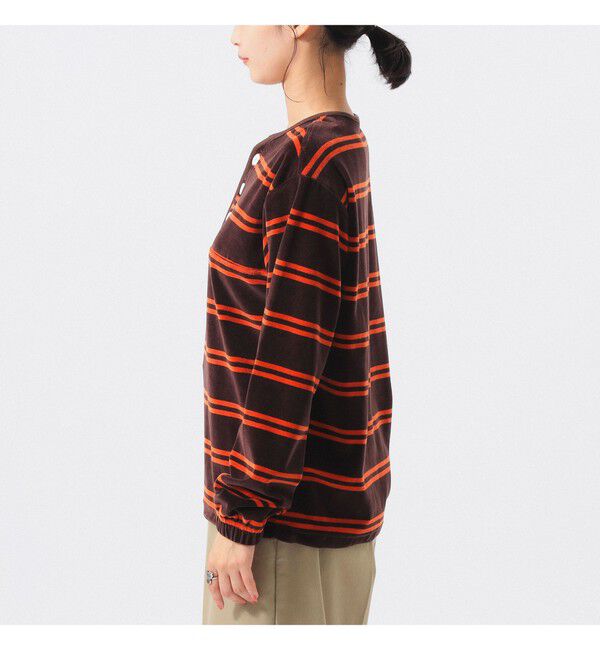 BEAMS SELECTION for WOMEN「【別注】Healthknit / ボーダー ベロア ヘンリーネック」|Tシャツ・カットソー|