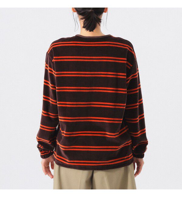 BEAMS SELECTION for WOMEN「【別注】Healthknit / ボーダー ベロア ヘンリーネック」|Tシャツ・カットソー|