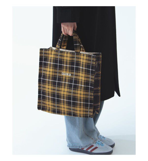 BEAMS SELECTION for WOMEN「【別注】beej &times; Ray BEAMS / Tartan Check Box Bag」|トートバッグ|Mustard