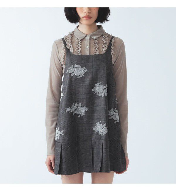 Ray BEAMS 「チェック 刺繍 ミニ ワンピース」|ワンピース|