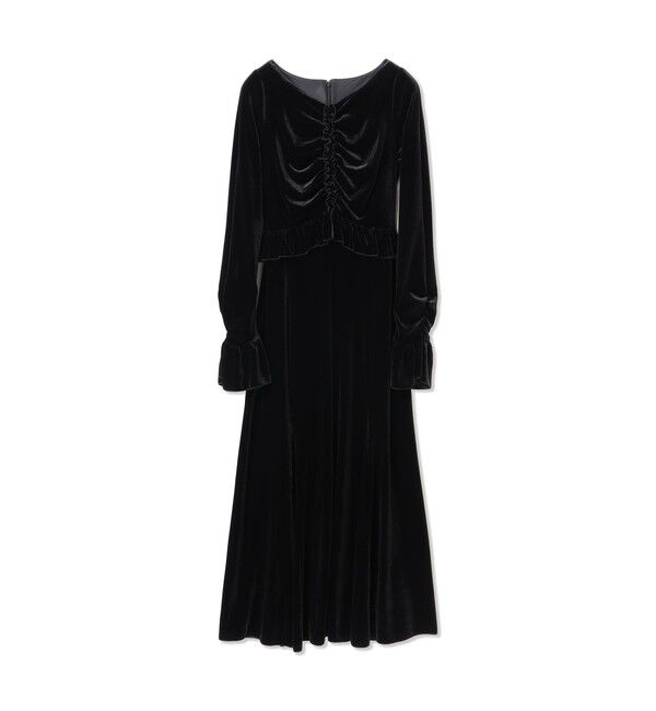 Ray BEAMS 「ベロア ギャザー フリル ワンピース」|ワンピース|BLACK