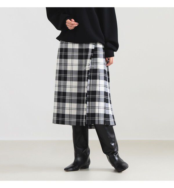 BEAMS SELECTION for WOMEN「【別注】O&rsquo;NEIL OF DUBLIN &times; Demi-Luxe BEAMS / ウール イージー ロング キルトスカート 73cm」|スカート|