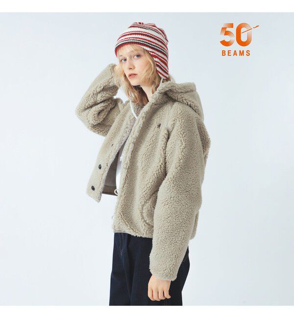 BEAMS SELECTION for WOMEN「【別注】Gymphlex &times; Ray BEAMS / ボア ボタン ジャケット」|ブルゾン・スタジャン|TAUPE