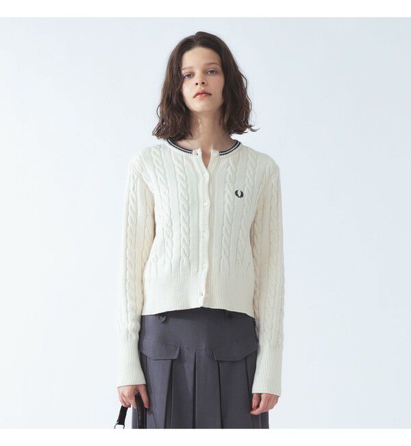 BEAMS SELECTION for WOMEN「【別注】FRED PERRY &times; Ray BEAMS / ケーブル ニット カーディガン　〈26AW 寒暖差対策 着回し 〉」|カーディガン|