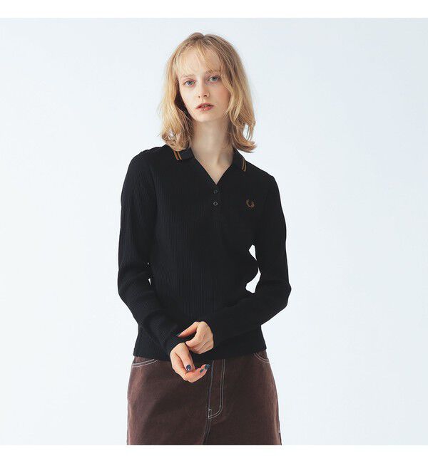 BEAMS SELECTION for WOMEN「【別注】FRED PERRY / リブ ポロシャツ」|ポロシャツ|BLACK