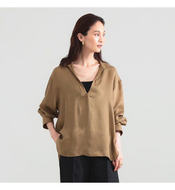 Demi-Luxe BEAMS 「【10/15 新規値下げ】キュプラ Vネック プルオーバーシャツ」|シャツ・ブラウス|
