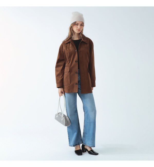Ray BEAMS 「フェイクレザー ステンカラー ハーフコート」|ダッフルコート|