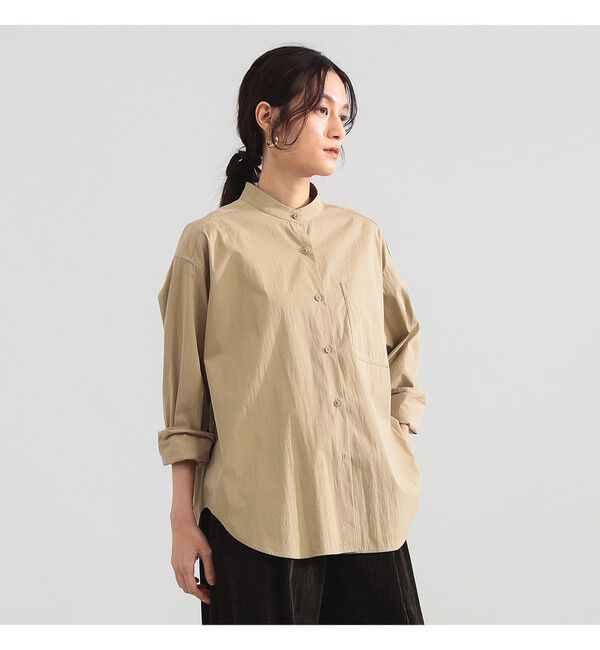Demi-Luxe BEAMS 「コットンナイロン スタンドネック シャツ」|シャツ・ブラウス|BEIGE